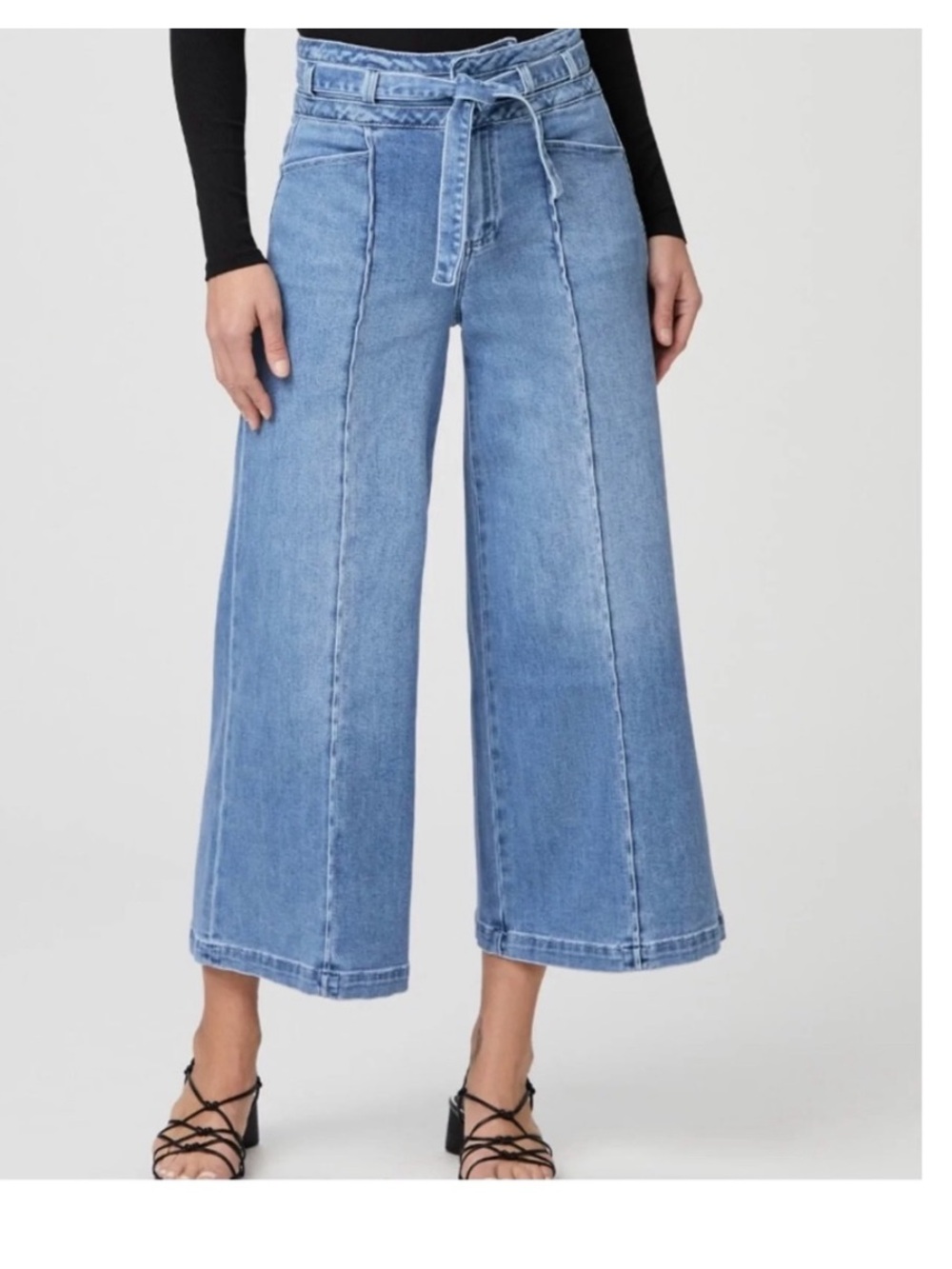 PAIGE Frankie Inset Self Belt Wide Leg Jeans Bristol Wash Size 25 NEW NWT